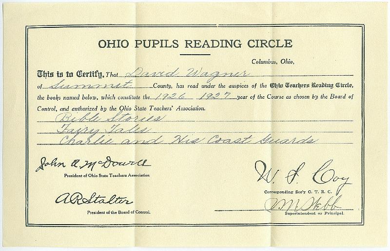 1926_Wagner, Dave Reading cert 1926-7